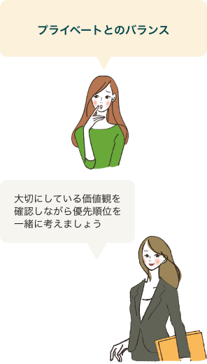 プライベートとのバランス - 大切にしている価値観を確認しながら優先順位を一緒に考えましょう