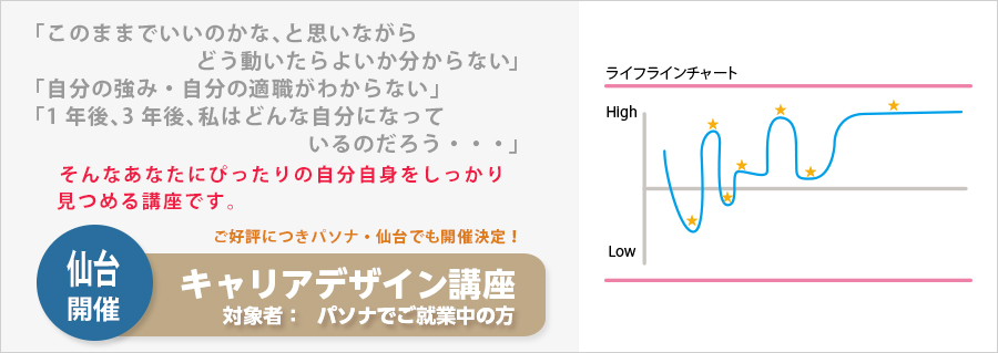 【仙台】　キャリアデザイン講座　2016年1月22日（金）開催のお知らせ
