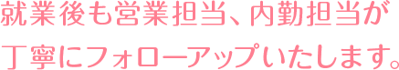 就業後も営業担当、内勤担当が